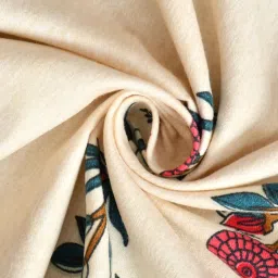 fine tex world Cream Floral 220 TC Microfiber King Size Fitted Bedsheet With 2 Pillow Covers image 4