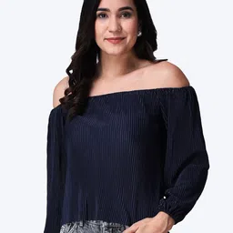 Popwings Off-Shoulder Puff Sleeves Bardot Top-picture-10
