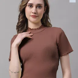FBAR Pack Of 2 High Neck Short Sleeves Fitted Cotton Top-picture-31