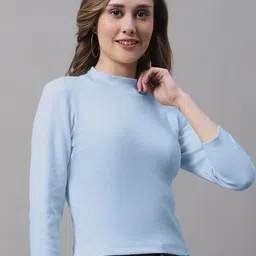 FBAR Full Sleeves High Neck Fitted Cotton Top-image-51