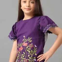 UNDER FOURTEEN ONLY Floral Print Flutter Sleeve Cotton Top image 1