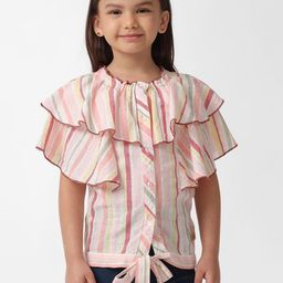 KATE & OSCAR Striped Flutter Sleeve Cotton Top-picture-2