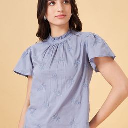 Honey by Pantaloons Women Cotton Floral Embroidered Flutter Sleeves Top-picture-20
