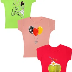 carelove CAREPLUS Girls Pack Of 3 Printed Cotton T-Shirts-picture-32