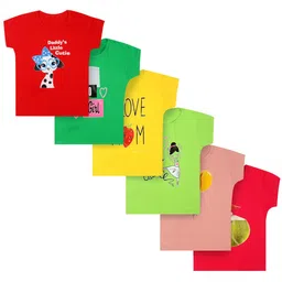 carelove CAREPLUS Pack Of 6 Graphic Print Round Neck Cotton Top-picture-36