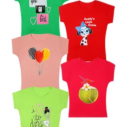 carelove CAREPLUS Pack Of 5 Graphic Print Round Neck Cotton Top-picture-23
