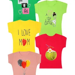 carelove CAREPLUS Pack Of 5 Graphic Print Round Neck Cotton Top-picture-21