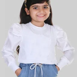 BAESD Round Neck Puff Sleeves Opaque Top-picture-34