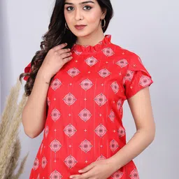 BAESD Geometric Printed High Neck Cotton Top-image-88