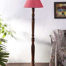 Devansh Pink Textured Jute & Wooden Floor Lamp-picture-9