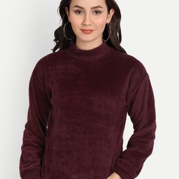 COLOR CAPITAL Self Design High Neck Sweatshirt-picture-7
