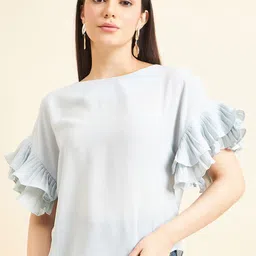 Gipsy Round Neck Flutter Sleeve Top-picture-36