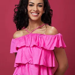 Globus Off-Shoulder Neck Layered Tiered Top-image-81