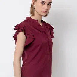 DODO & MOA Mandarin Collar Ruffles Top image 1