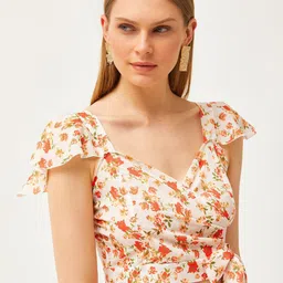 Olalook Floral Print Wrap Crop Top-image-5