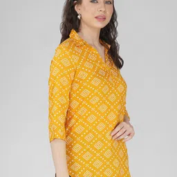 Vastraa Fusion Bandhani Printed Shirt Collar Regular Top-image-92