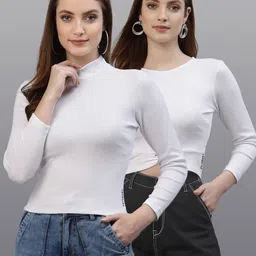 friskers FriskersPack Of 2 White Solid Fitted Tops-picture-36