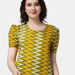 Popwings Ikat Printed Puff Sleeves Top-picture-31