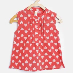 Kids On Board Girls Red Print Cotton Top-picture-58