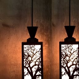 Gojeeva Black Wood Square Shaped Wall Lamp-picture-34
