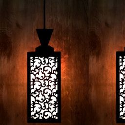 Gojeeva Black Wood Square Shaped Wall Lamp-picture-16