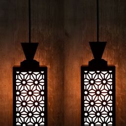 Gojeeva Black Wood Square Shaped Wall Lamp-picture-24