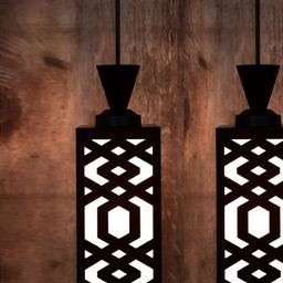 Gojeeva Black Wood Square Shaped Wall Lamp-picture-6