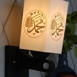 Gojeeva White & Black Printed Acrylic Traditional Rectangle Shaped Wall Lamp-picture-30