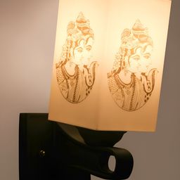 Gojeeva White & Black Printed Acrylic Traditional Rectangle Shaped Wall Lamp-picture-31