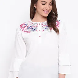 Mayra Floral Embroidered Bell Sleeve Crepe Top image 1