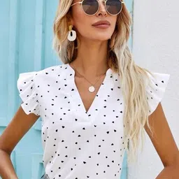 Stylecast X Slyck Conversational Printed Flutter Sleeves Top image 1