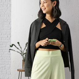 SASSAFRAS Black Halter Neck Fitted Crop Top-picture-16