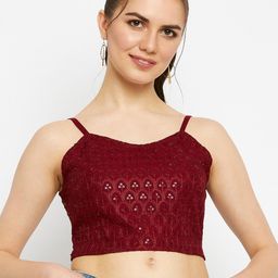 BRINNS Sequined Embellished Shoulder Straps Fitted Crop Top-picture-49