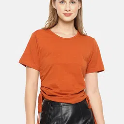 Campus Sutra Orange Pure Cotton Regular Top-picture-12