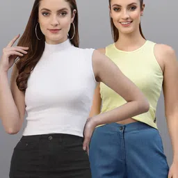 Friskers White & Yellow Pack of 2 Fitted Tops-picture-25