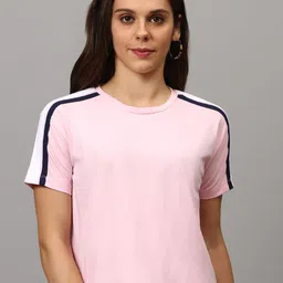 Campus Sutra Pink Pure Cotton Solid Regular Crop Top image 1