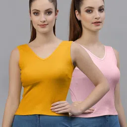 Friskers Pack of 2 V-Neck Cotton Fitted Tops-picture-38