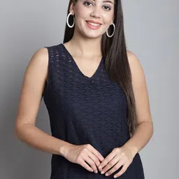 Dressitude V-Neck Sleeveless Sheer Lace Top-picture-23