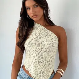 StyleCast x Revolte Animal Print One Shoulder Lace Top-picture-21