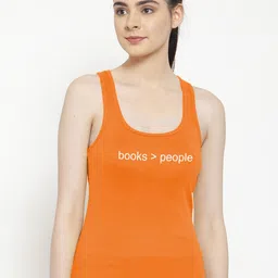 Friskers Women Gym Orange & White Tank Top-picture-10