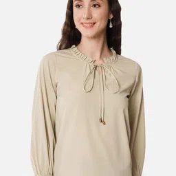 BAESD Tie-Up Neck Puff Sleeves Top-image-46