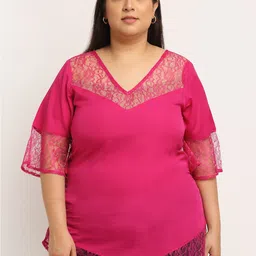 Flambeur Pink Regular Crepe Top-picture-11