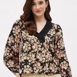 Kibo Floral Print Crepe Wrap Top-picture-38