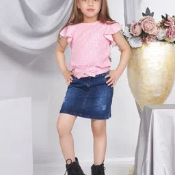 Peppermint Girl Round Neck Cape Sleeves short Top-image-98