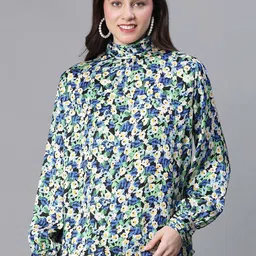 Oxolloxo Floral Printed High Neck Cuffed Sleeve Top-image-14