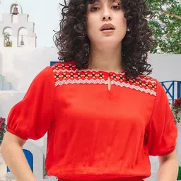 Deewa Women Puff SleevesBlouson Top-image-69