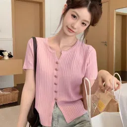 StyleCast Girls Pink Round Neck Short Sleeves Regular Top-picture-19