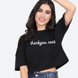 Mad Over Print Typography Printed Cotton Crop Top-image-38
