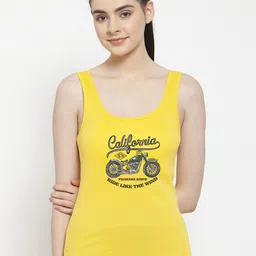 Friskers Women Yellow & Black Printed Tank Top-image-85