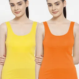 Friskers Women Yellow & Orange Pack of 2 Tank Top-picture-15